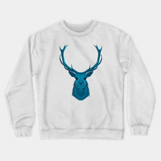 Blue deer parable of the forest god Crewneck Sweatshirt by FaizDorpy